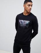 Hugo Dicago-u4 Iridescent Logo Crew Neck Sweat In Black - Black