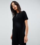 Asos Design Tall Rib T-shirt Dress - Black