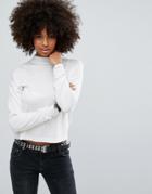 Noisy May Becca Roll Neck Long Sleeved Top - White