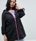 Brave Soul Plus Rave Rain Trench With Neon Zip - Pink