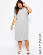 Asos Curve T-shirt Column Midi Dress With Dropped Armhole - Gray