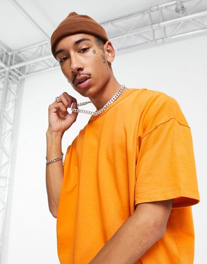 Asos Design Oversized Heavyweight T-shirt In Burnt Orange