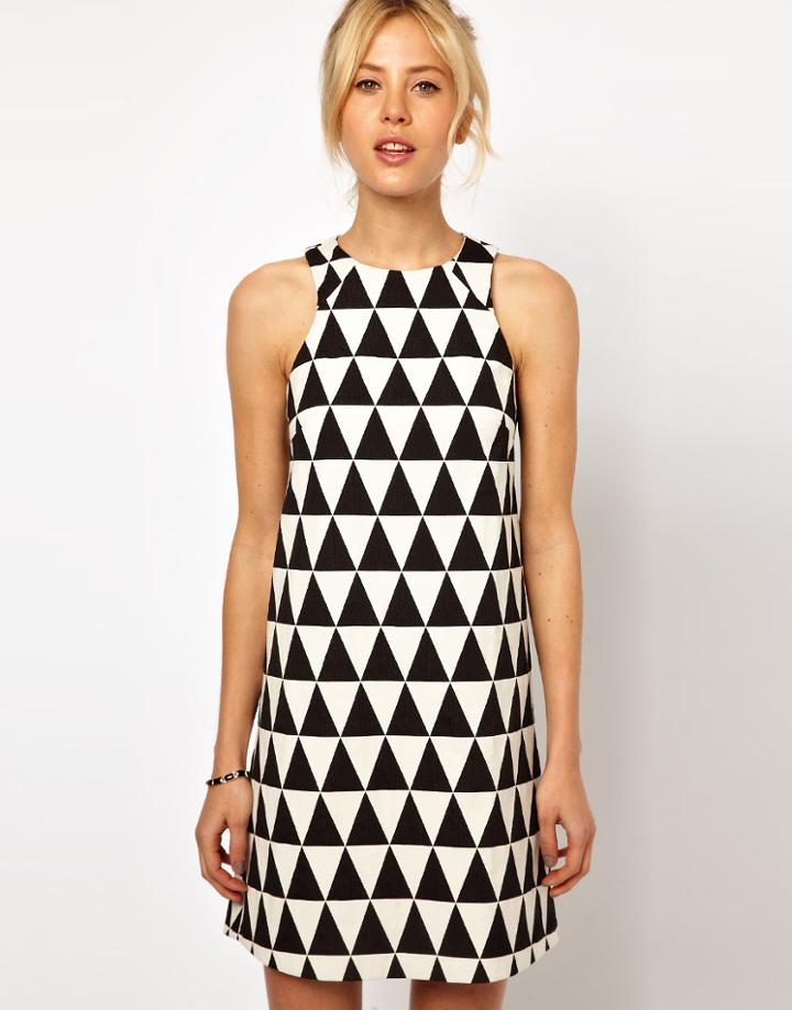 Asos Shift Dress In Triangle Jacquard