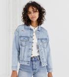 Stradivarius Boxy Denim Jacket In Light Blue - Blue