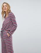 Honey Punch Long Sleeve Hooded Top In Stripe Co-ord - Multi