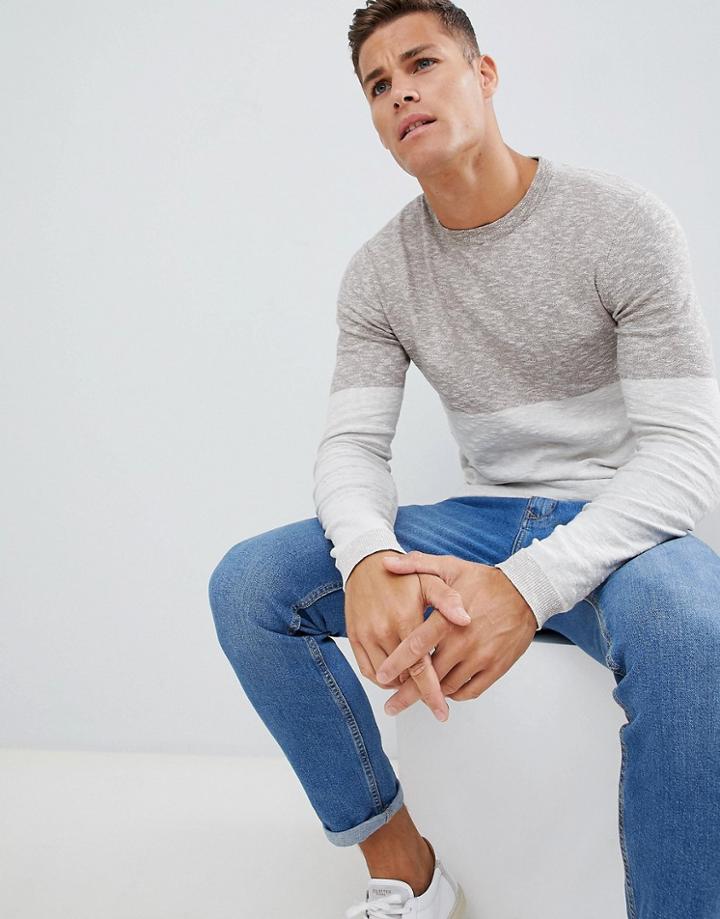 Selected Homme Block Color Sweater-brown