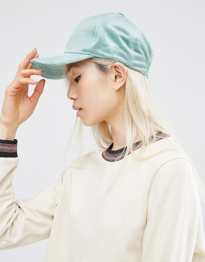 Asos Velvet Baseball Cap - Green
