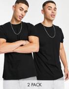 Topman 2 Pack Classic Fit T-shirt In Black