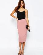 Asos High Waist Longerline Pencil Skirt - Pink