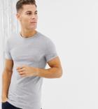 Asos Design Tall Muscle Fit Crew Neck T-shirt In Gray Marl