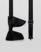 Asos Oversized Satin Bow Tie In Black - Black
