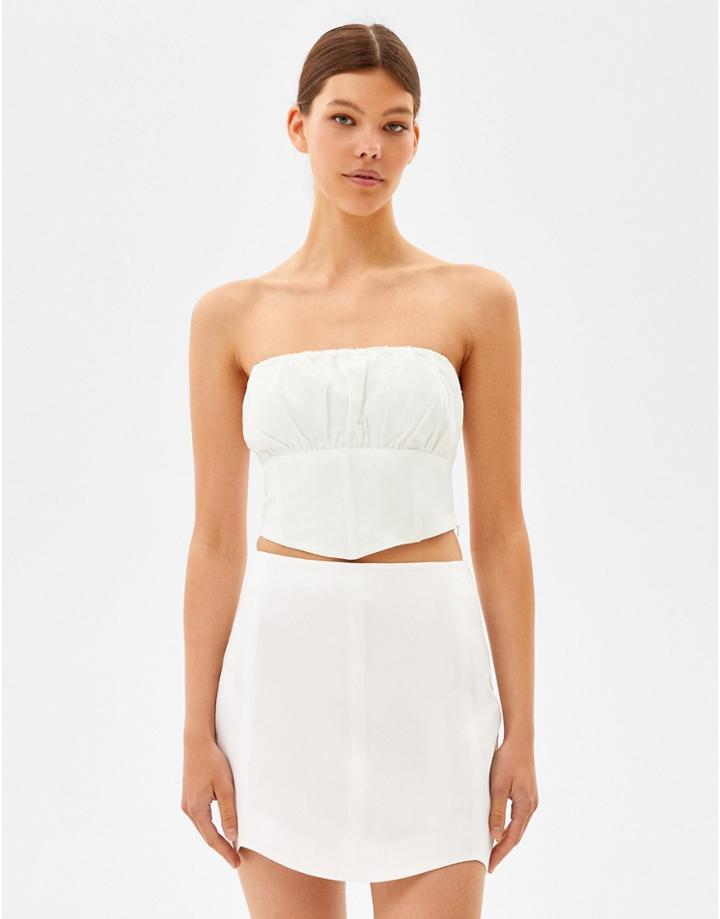 Bershka A Line Mini Skirt In White-purple