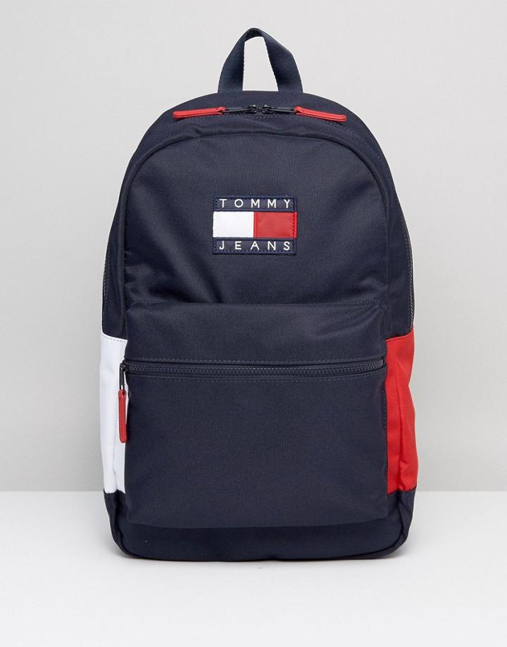 Tommy Jeans Nylon Backpack Icon Colors In Navy - Navy