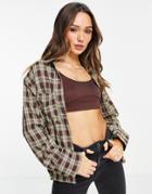 Lola May Oversized Shirt In Neutral Check - Part Of A Set-multi