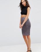 Asos Co-ord Knit Skirt In Metallic Foil Print - Purple