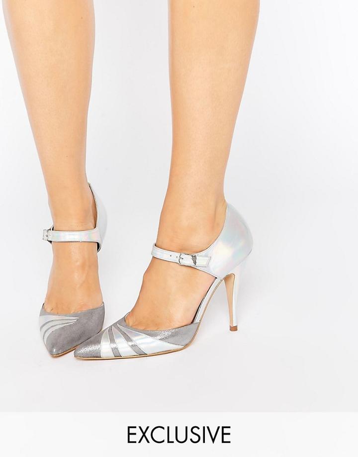 Terry De Havilland Fran Silver Irredescent Heeled Shoes - White Silver