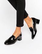 New Look Patent Block Heel Loafer - Black