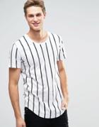 Only And Sons Longline T-shirt With Scoop Hem And Graphic Print - White