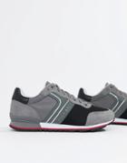 Boss Parkour Runn Suede Nylon Sneakers In Gray - Gray