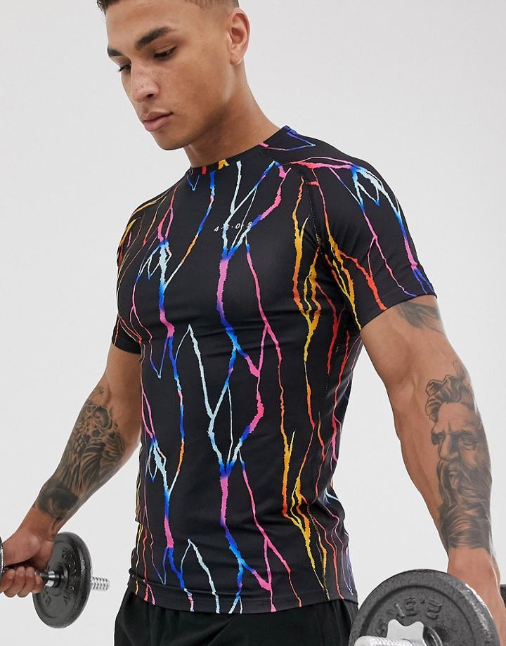 Asos 4505 Muscle Training T-shirt With All Over Print - Black