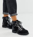 Asos Design Wide Fit Avenue Hiker Boots In Black - Black