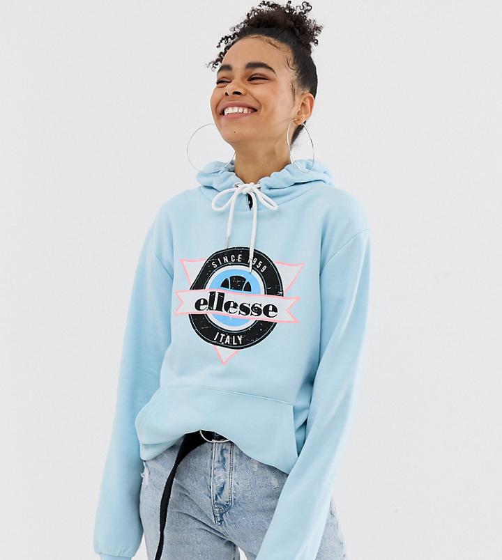Ellesse Relaxed Hoodie With Italy Front Logo In Pastel - Blue