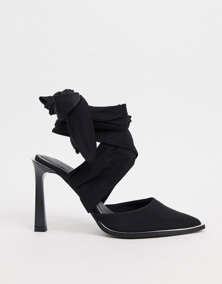 Asos Design Pine Tie Leg High Shoes In Black