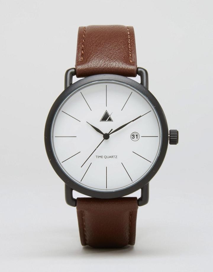 Asos Minimal Watch In Brown - Brown