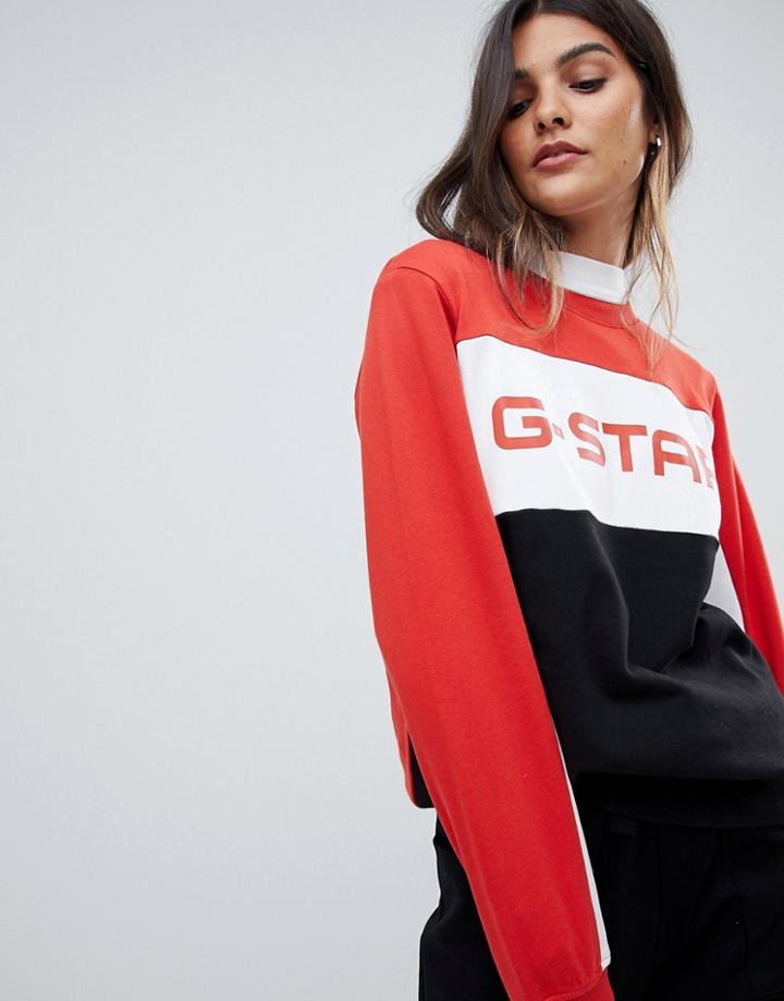 G-star Longline Sweatshirt In Color Block - Multi