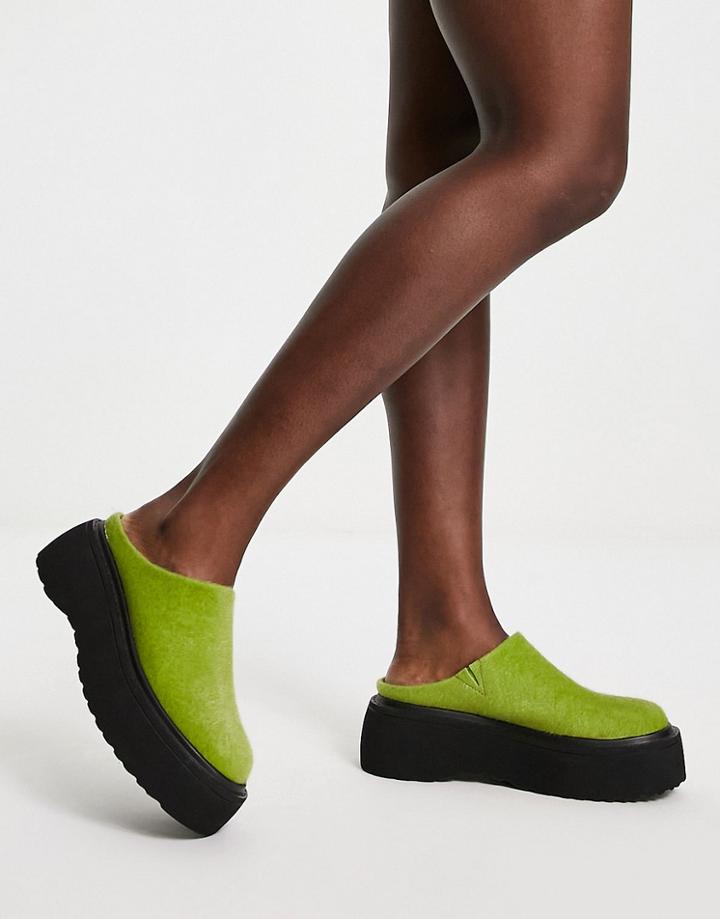 Asos Design Milo Chunky Flat Mules In Green