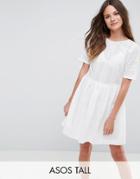 Asos Tall Smock Dress In Lace - White