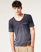 Asos Dip Burn Out Scoop Neck T-shirt - Blue
