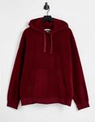 Topman Oversized Felt Hoodie In Burgundy-red