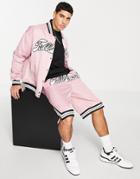 Topman Varsity Longline Shorts In Pink - Part Of A Set