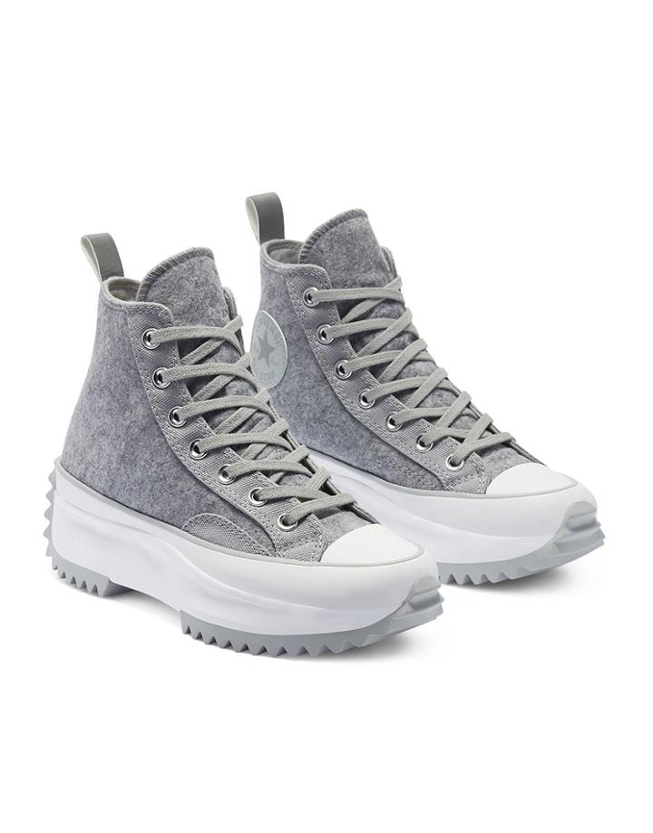 Converse Run Star Hike Hi Felt Sneakers In Gray-grey