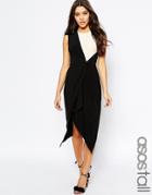 Asos Tall Wrap Midi Mono Drape Dress - Mono
