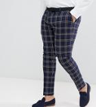 Asos Design Plus Wedding Super Skinny Suit Pants In Navy Waffle Check - Navy