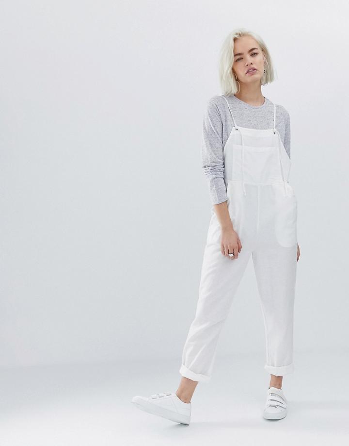 Asos Design Casual Strappy Overall-cream