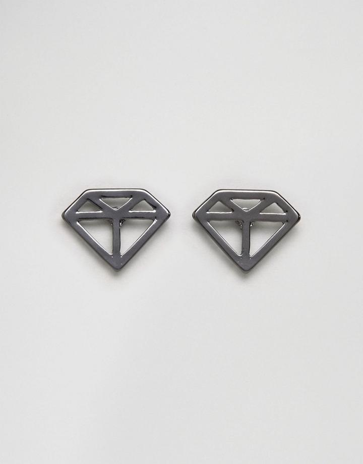 Designb London Diamond Shaped Collar Tips In Silver Exclusive To Asos - Silver