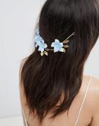 Asos Design Bridal Something Blue Floral Back Hair Crown - Gold
