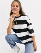 Asos Design Oversized T-shirt In Super Chunky Stripe In Acid Wash