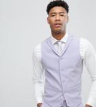 Asos Tall Wedding Super Skinny Fit Suit Vest In Lilac - Purple