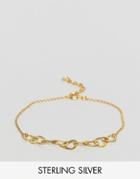 Asos Gold Plated Sterling Silver Mini Linked Hearts Bracelet - Gold