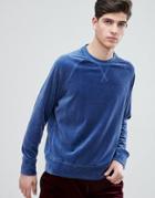 Mango Man Velvet Sweatshirt In Blue - Blue
