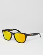 Oakley Square Frogskin Sunglasses With Yellow Flash Lens By Valentino Rossi - Black