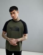 The North Face Raglan Easy Baseball T-shirt In Green/black - Green