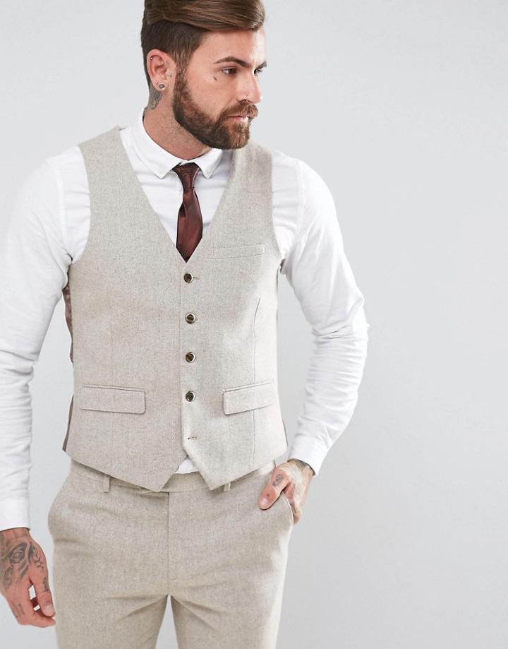 Harry Brown Slim Fit Donegal Nep Vest - Tan