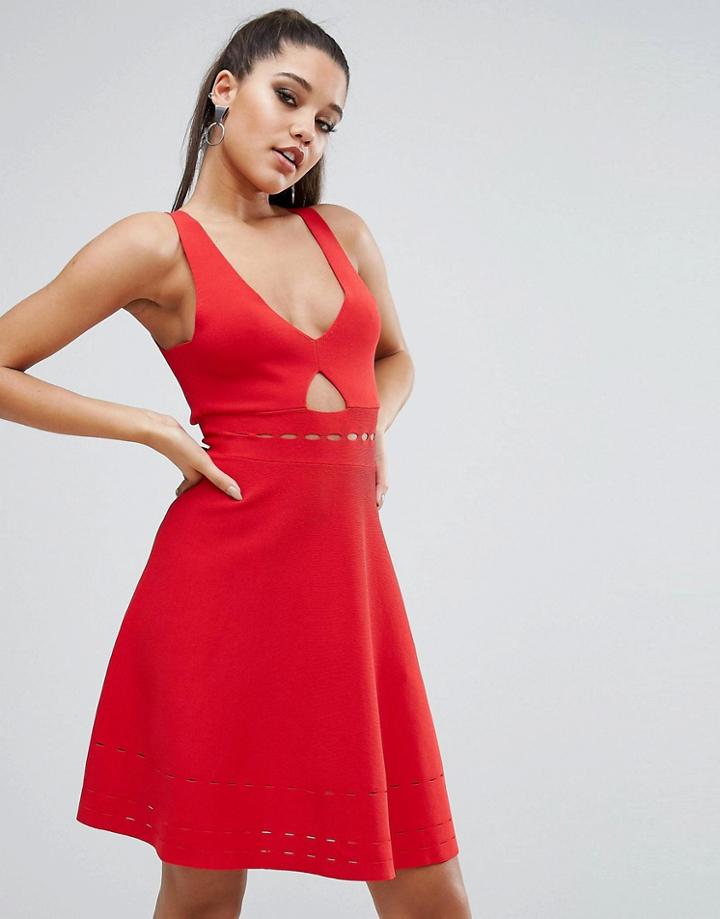 Kendall + Kylie Pointelle Open Back Dress - Red