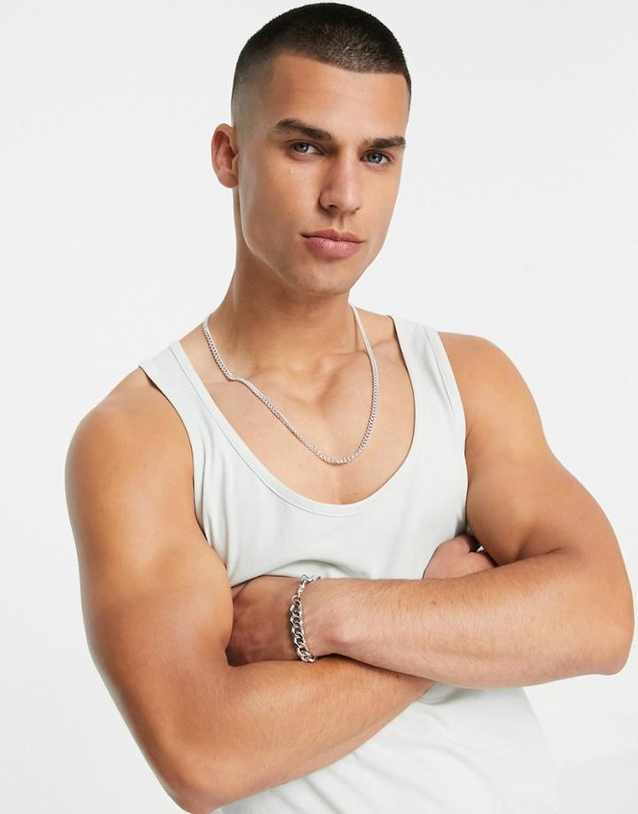 Asos Design Tank In Washed Green