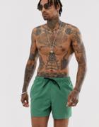 Asos Design Swim Shorts In Khaki Short Length